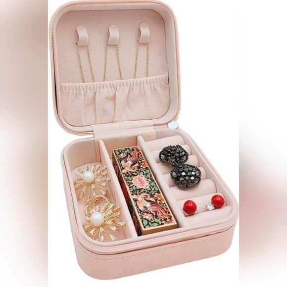 JEWELRY TRAVEL SIZE CASE, LIGHT PINK ORGANIZER, NEW - Picture 6 of 6